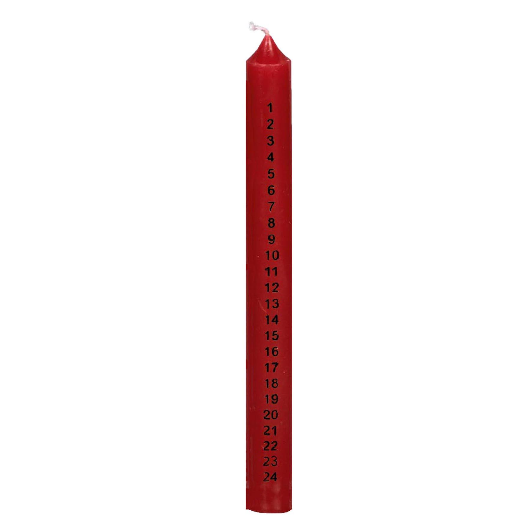 25cm Christmas Countdown Advent Candle Wax - Red