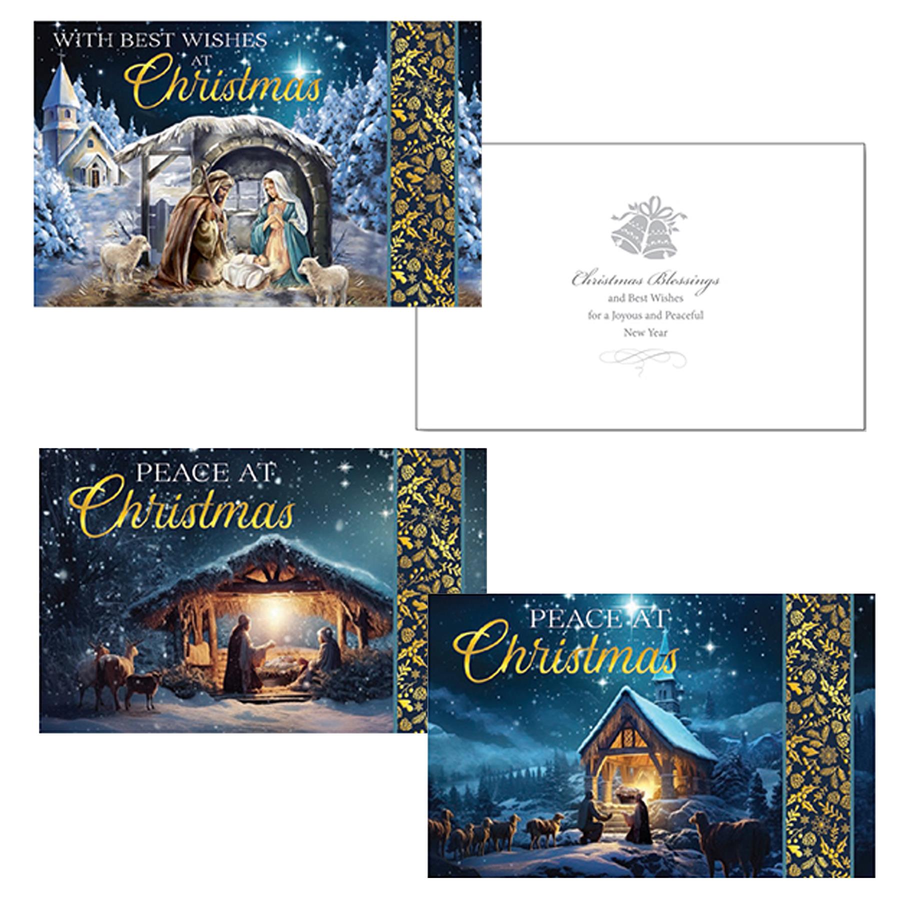 Pack of 10 Religious Christmas Cards with Envelopes - Nativity 97106
