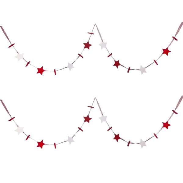 image491022609.jpg Christmas Card Holders 2 Metre Ribbon and Wood Pegs with Stars Red and White Set of 2