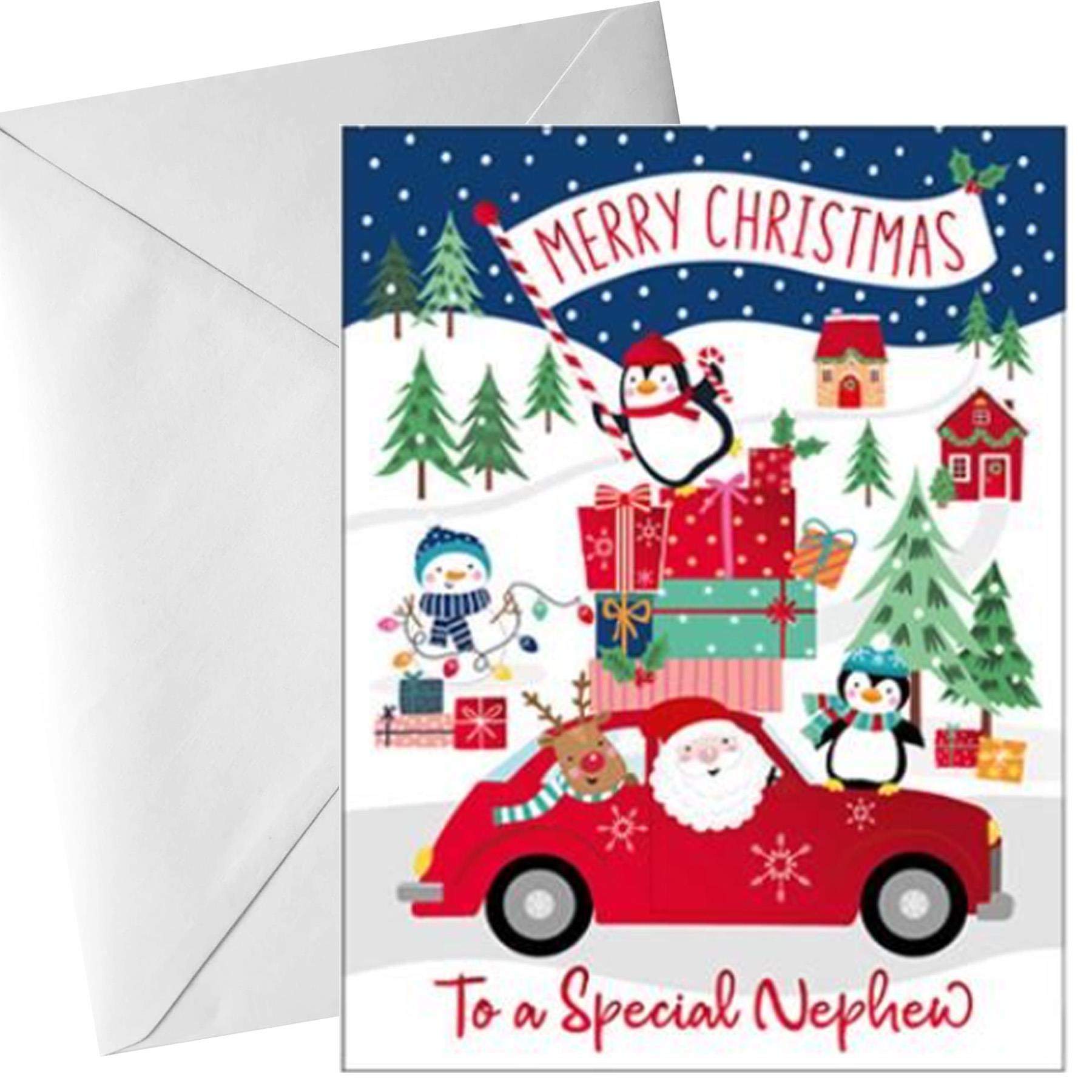 Christmas Card for Nephew with White Envelope Family and Friends