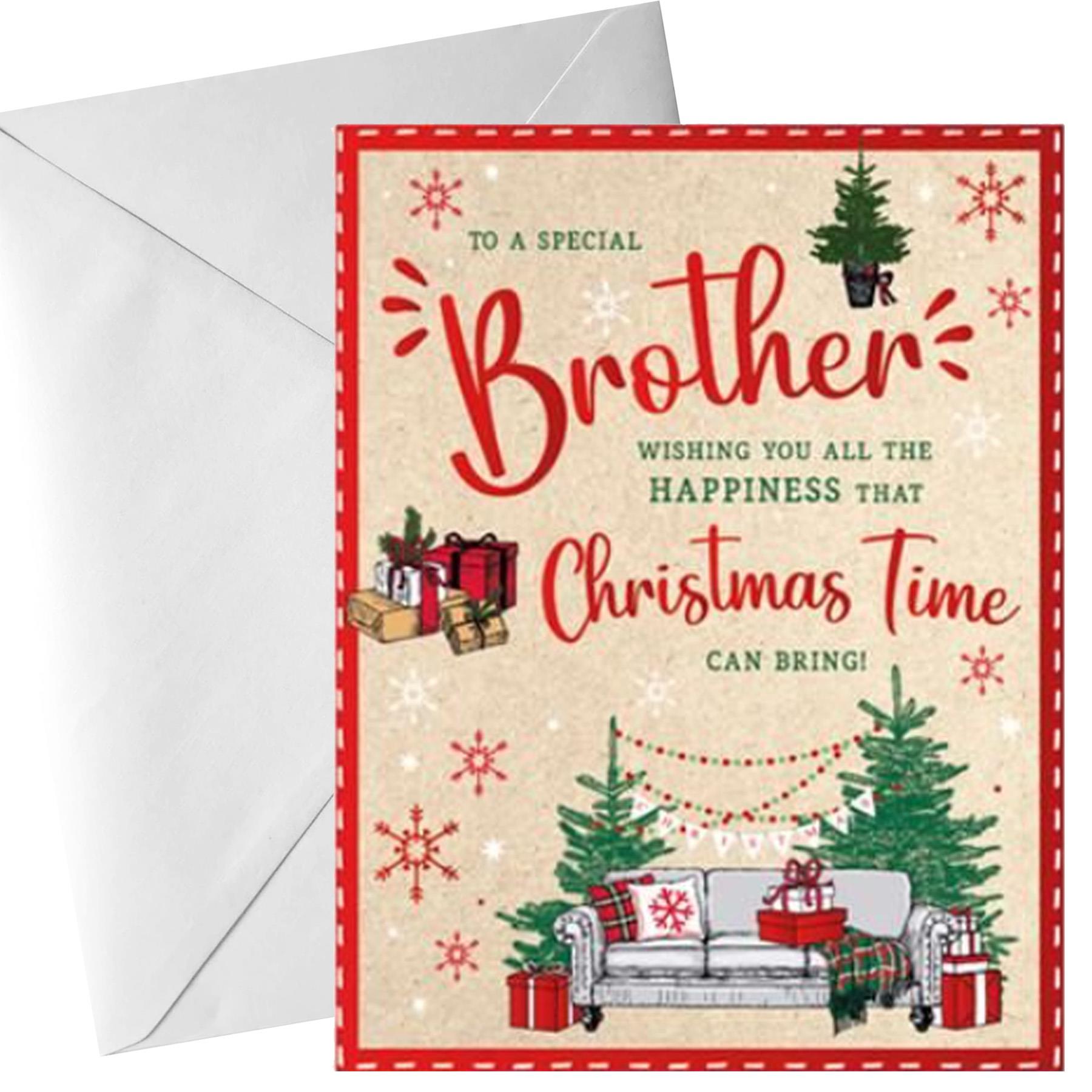 Christmas Card for Brother with White Envelope Family and Friends