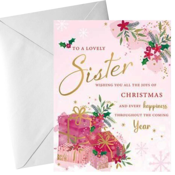 Christmas Card for Sister with White Envelope Family and Friends