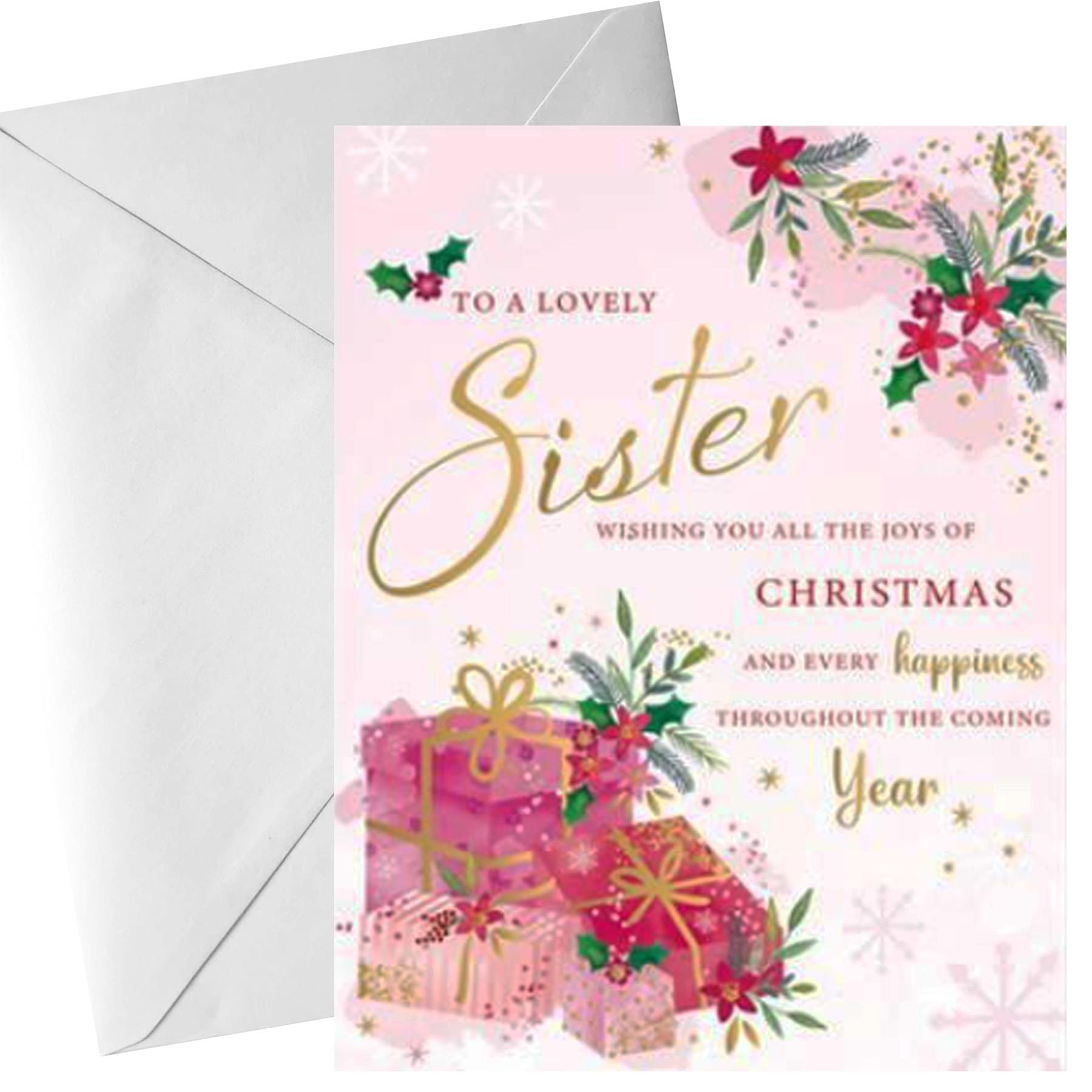 Christmas Card for Sister with White Envelope Family and Friends