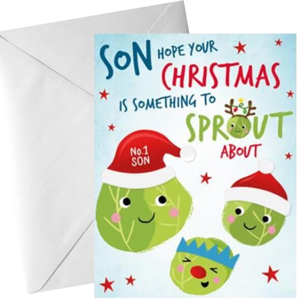Christmas Card for Son with White Envelope Family and Friends