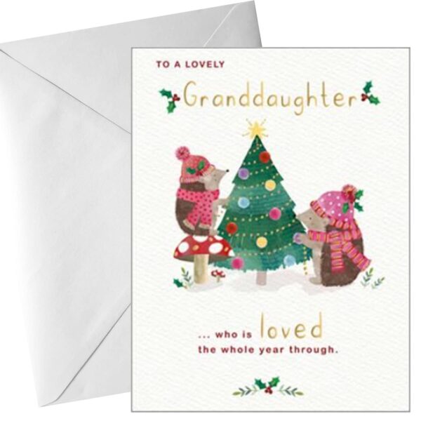 Christmas Card for Granddaughter with White Envelope Family and Friends
