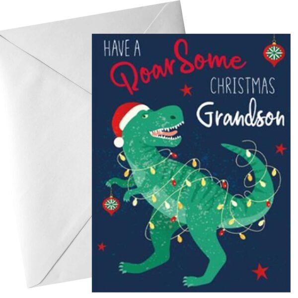 Christmas Card for Grandson with White Envelope Family and Friends