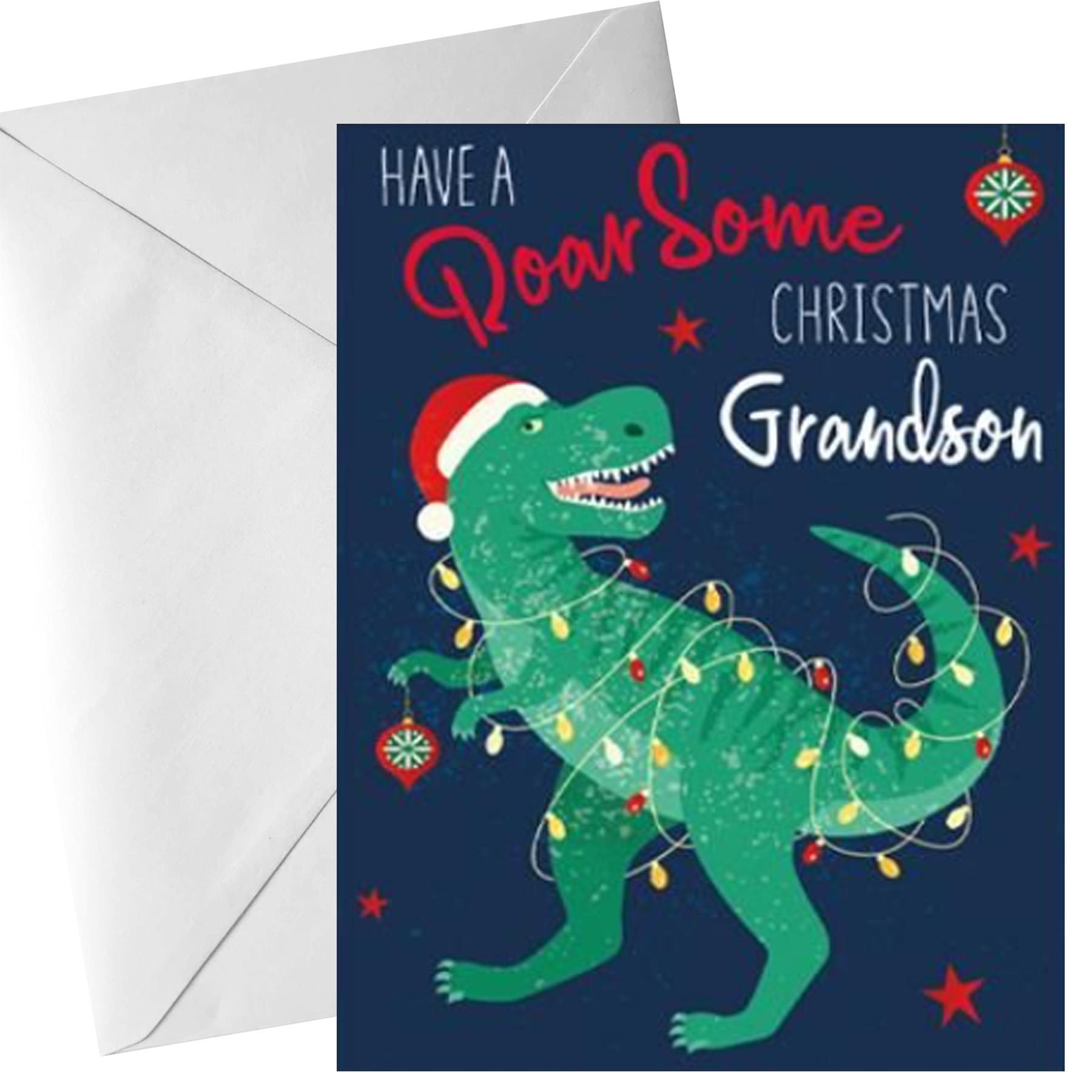 Christmas Card for Grandson with White Envelope Family and Friends