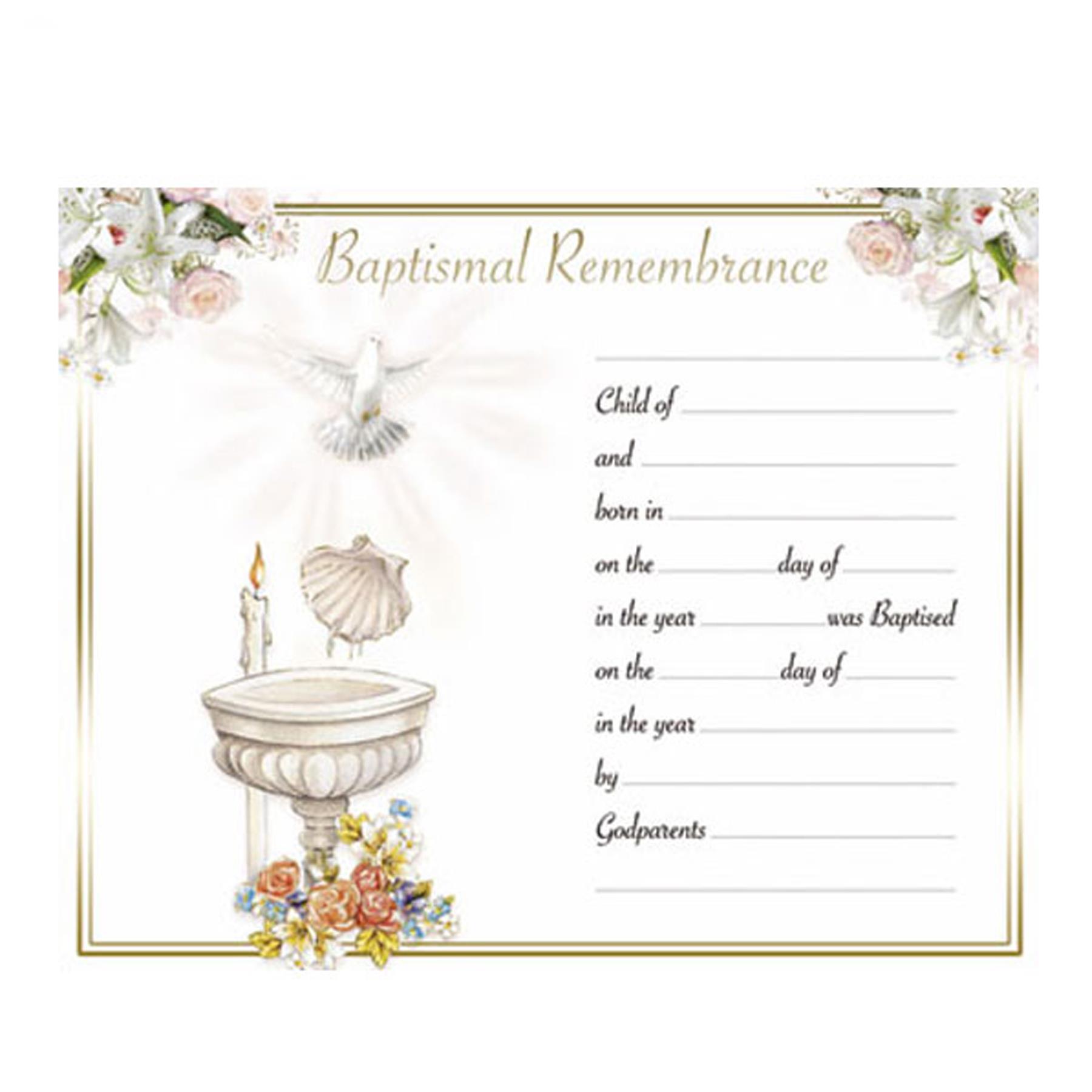 Baptismal Remembrance Certificate - Baptism 5814