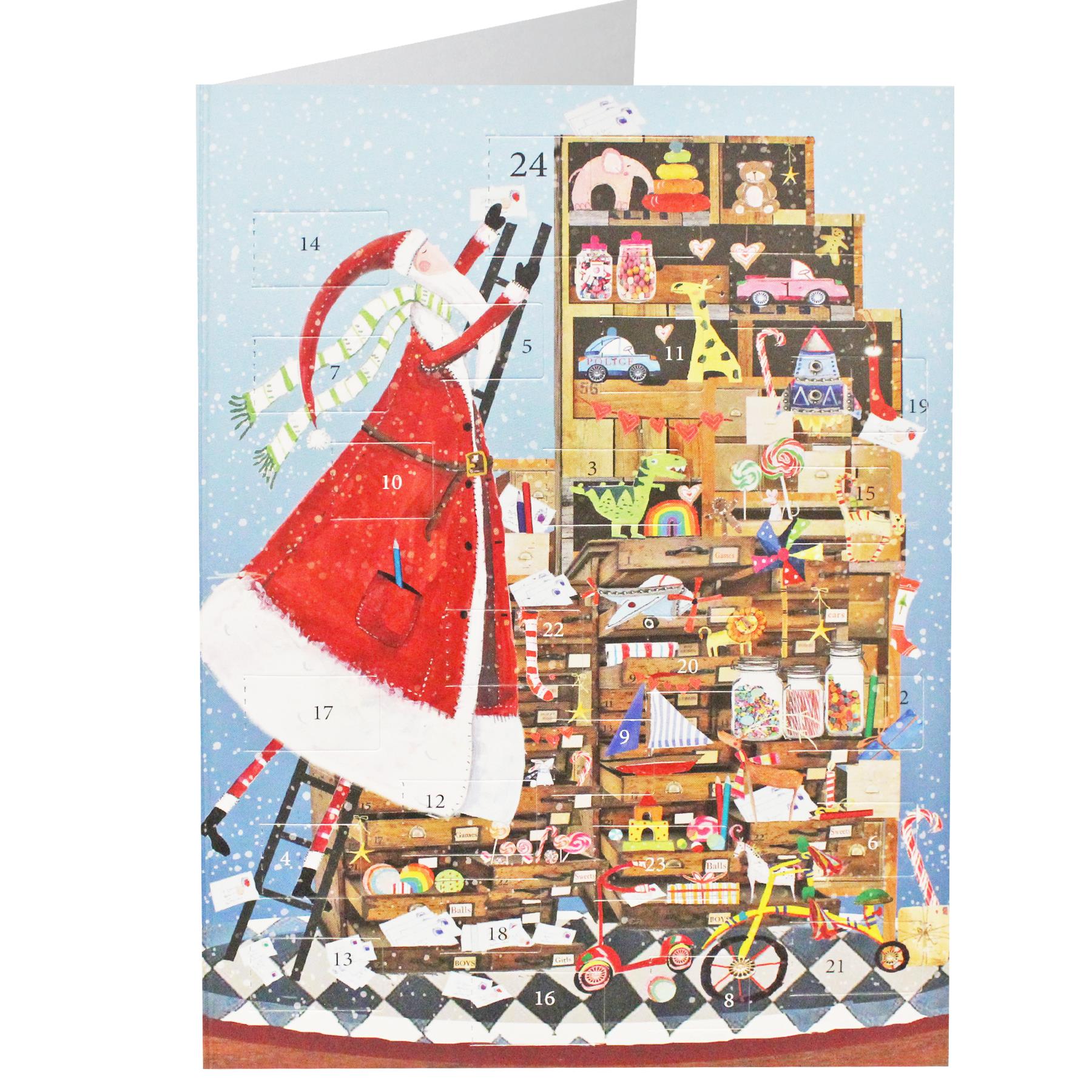 Christmas Card Advent Calendar with Red Envelope - Santa's Toys