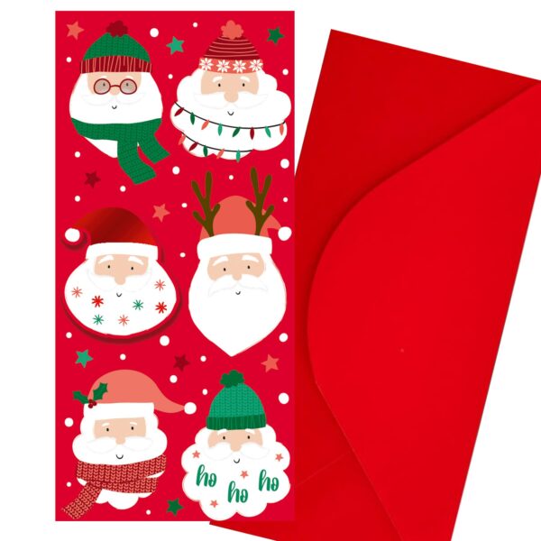 image491089380.jpg Christmas Gift Card Money Wallet 3D Design with Red Envelope - Mini Santa Faces