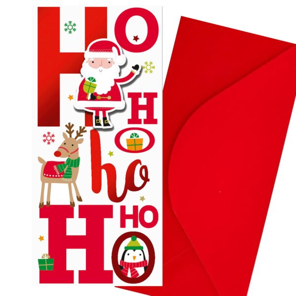 Christmas Gift Card Money Wallet 3D Design with Red Envelope - HO HO HO HO HO