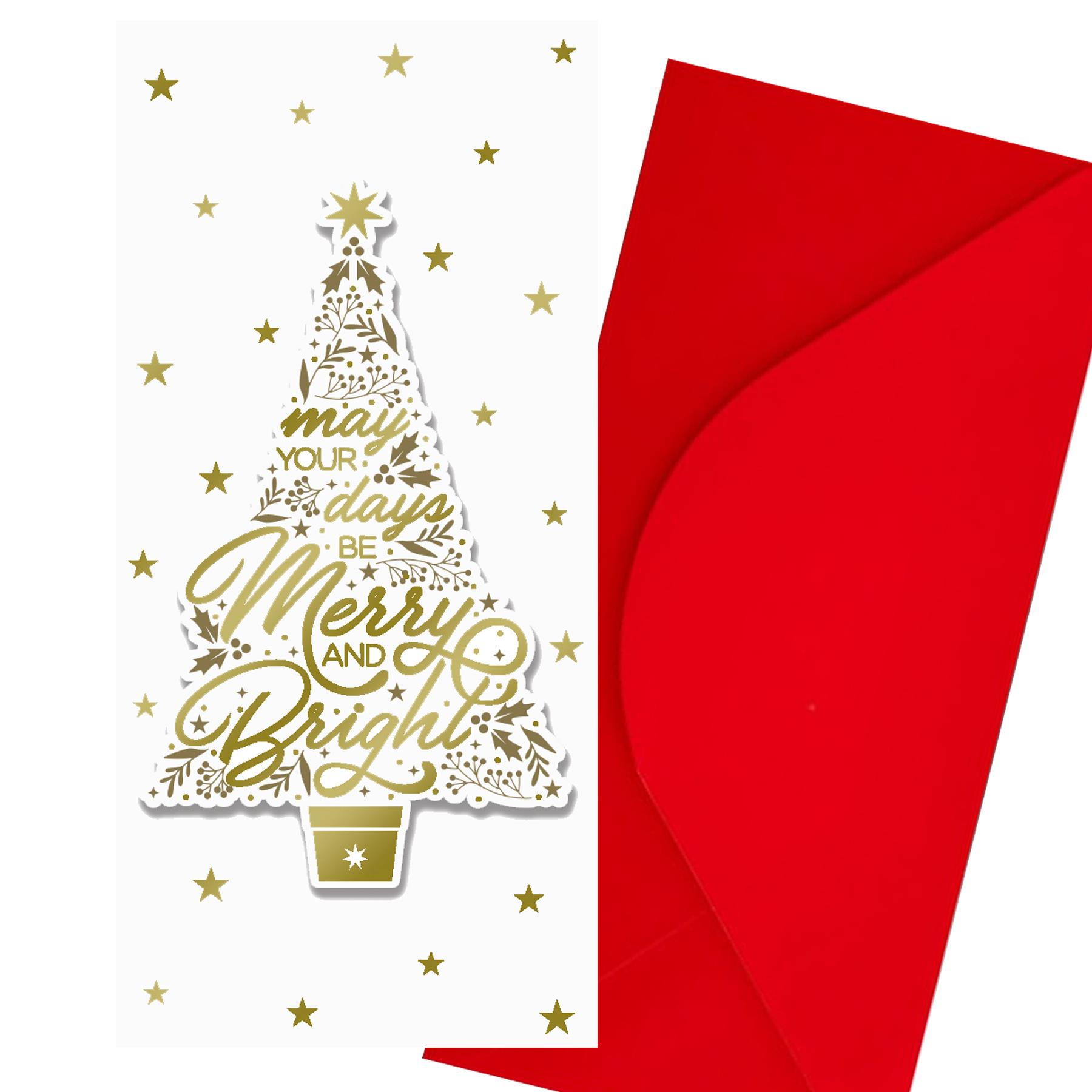 Christmas Gift Card Money Wallet 3D Design with Red Envelope - Christmas Tree