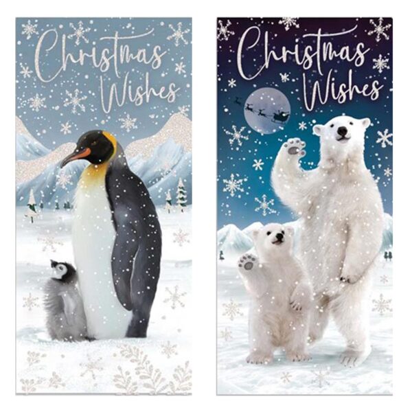 image491091840.jpg Luxury Christmas Cards and Envelopes Foil Detail Pack of 12 - Penguin and Polar Bear