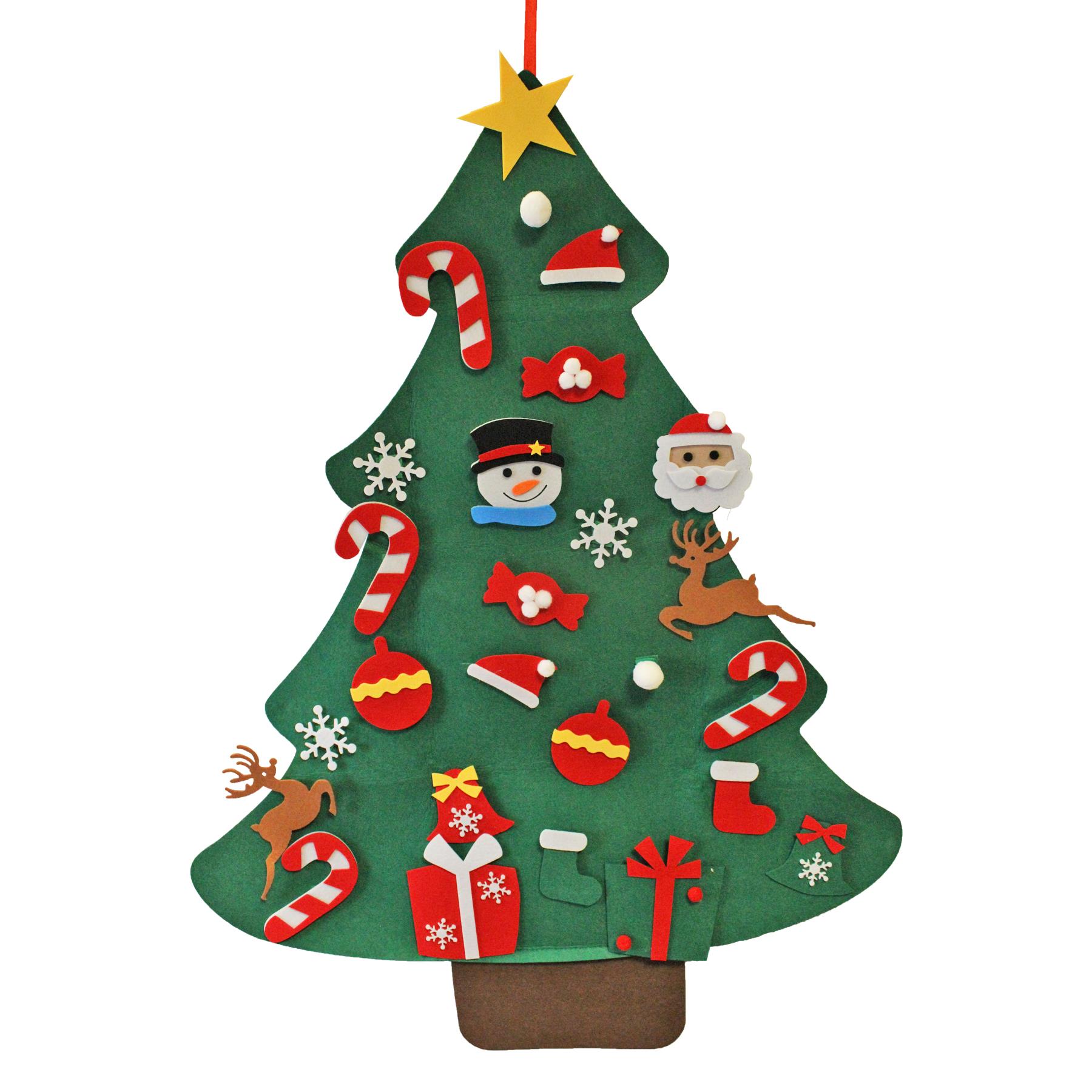 Children's Felt Christmas Tree with 26 Stick on Ornaments for Toddlers 90cm