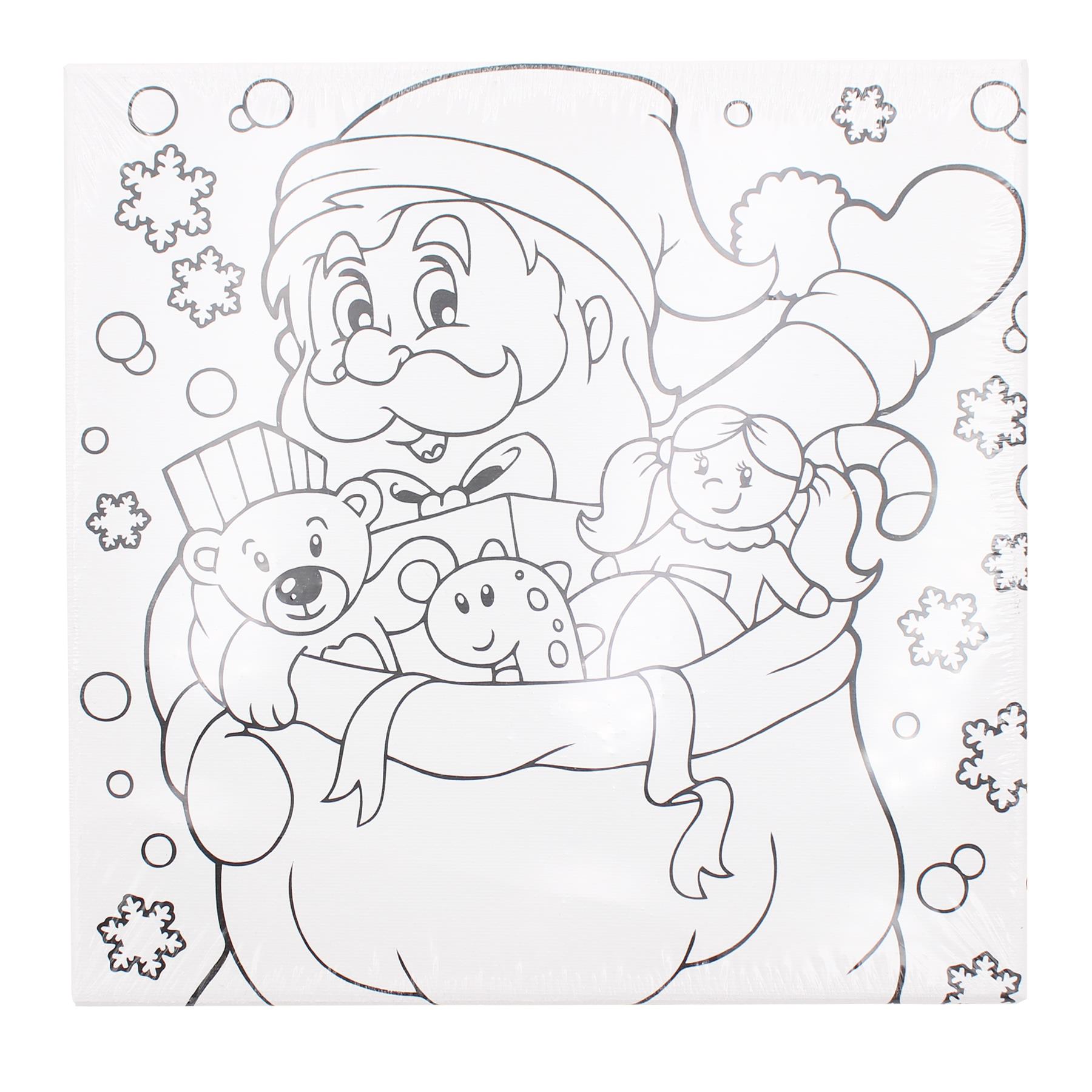 Christmas Canvas Picture Colour Your Own 25cm x 25cm - Santa Gift Sack