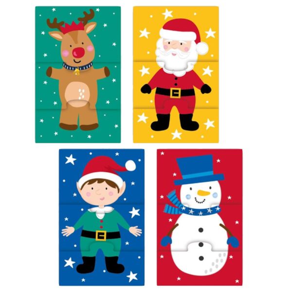 Christmas Puzzles Set of 4 Interactive Character Mix and Match Children's Stocking Filler