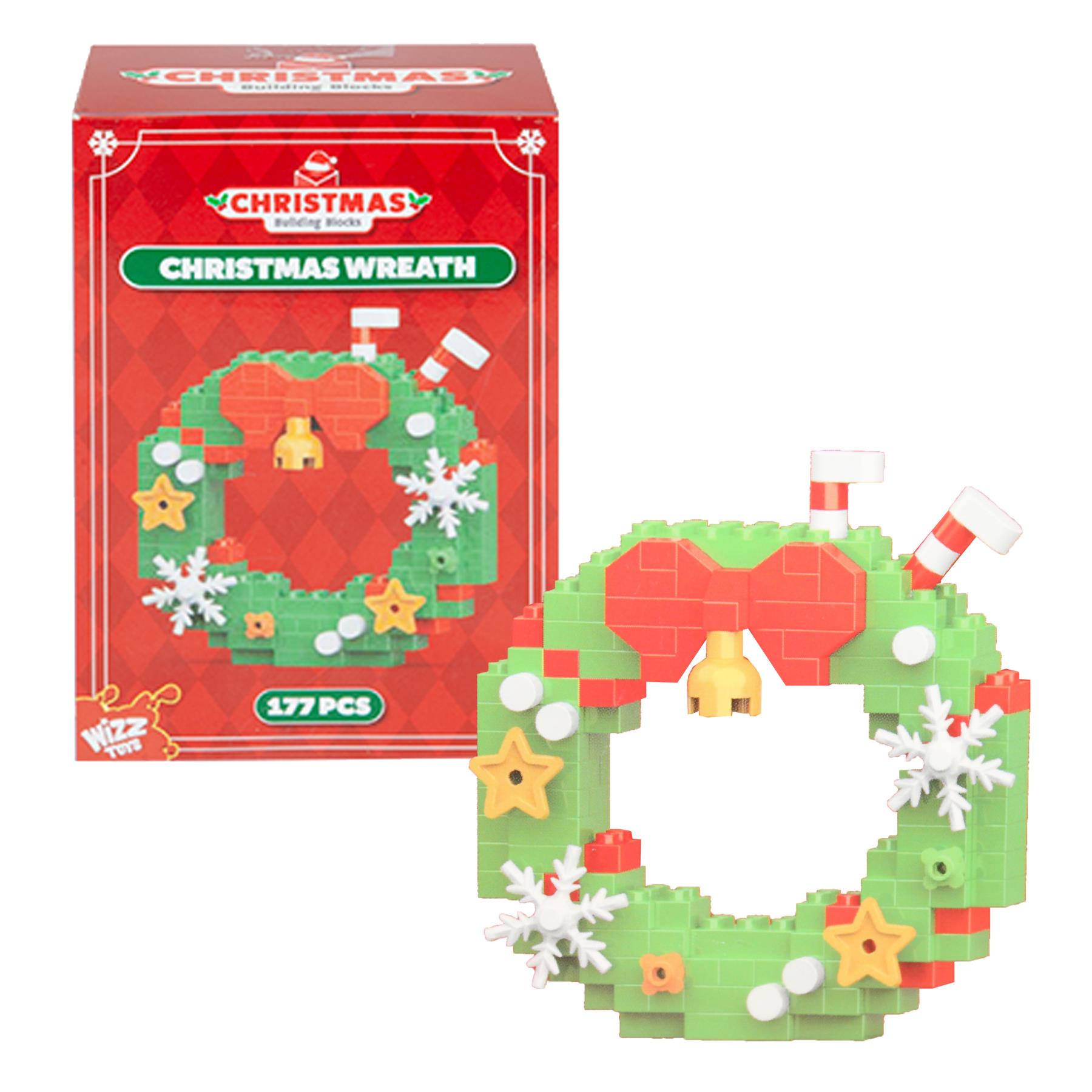 Christmas Mini Building Blocks Figure Stocking Filler 11cm - Christmas Wreath
