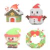 Christmas Mini Building Blocks Figure Set of 4 - Snowman Elf House and Wreath