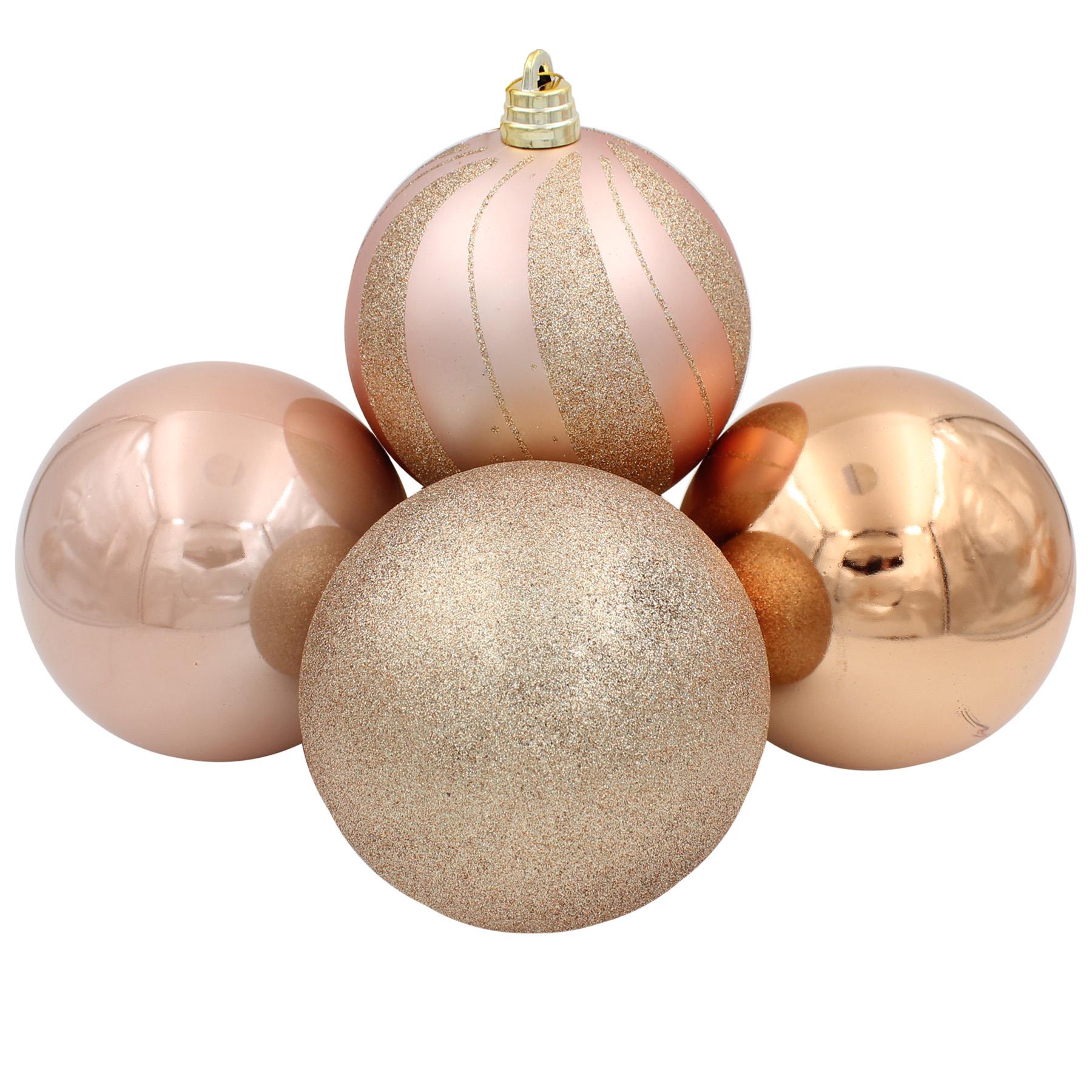 Christmas Rose Gold 4 Pack 150mm Baubles Tree Decorations