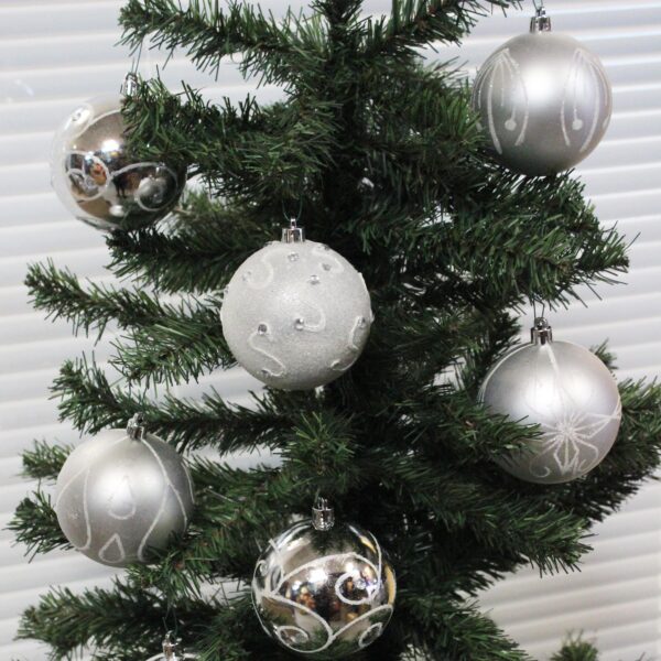 image491105957.jpg Christmas Shatterproof Baubles 9 Pack 80mm Tree Decoration Silver