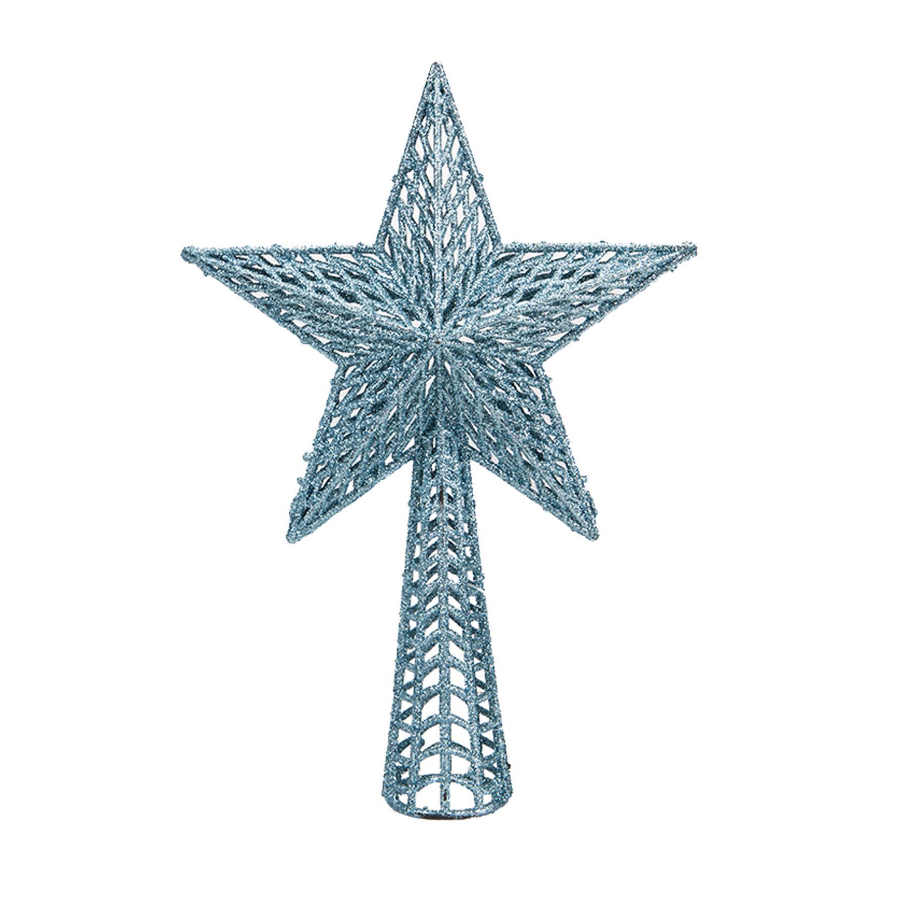 Ice Blue Glitter Christmas Tree Decoration 25cm Tree Top Star