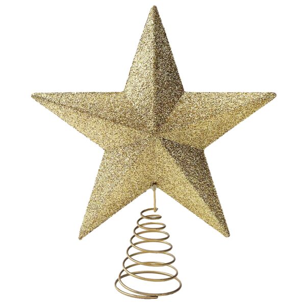 Christmas Decorations Full Glitter Tree Top Star on Spring Gold