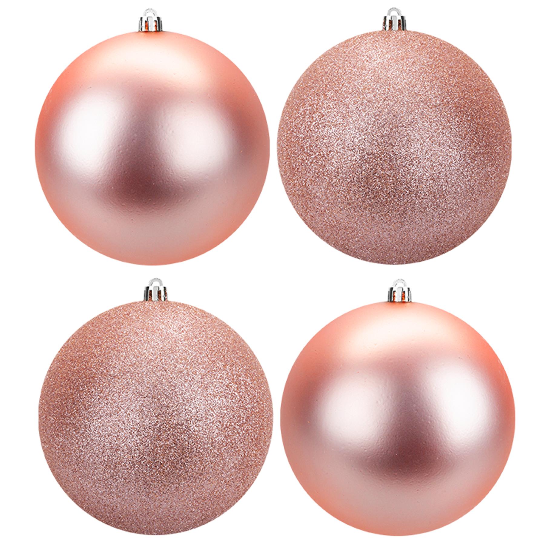 Christmas Shatterproof Baubles Tree Decorations - 4 x 100mm Rose Gold