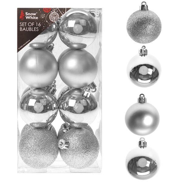 image491114434.jpg Christmas Shatterproof Baubles 16 Pack 50mm Silver Tree Decorations