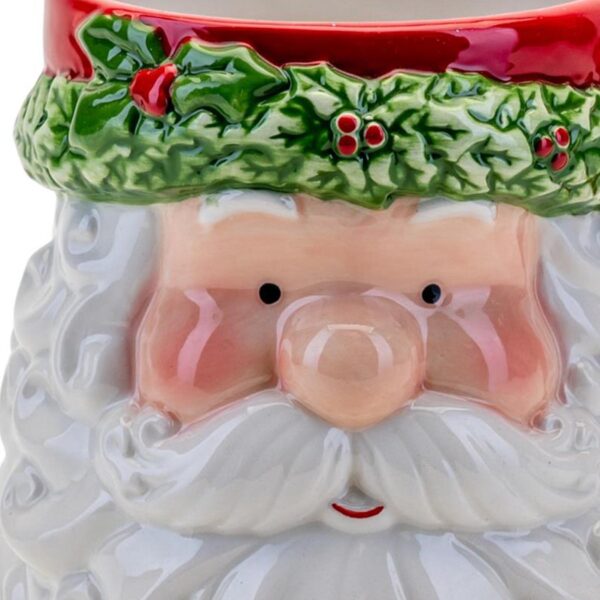 Christmas Ceramic Mugs Set of 5 Santa with Holly Trim Novelty Design