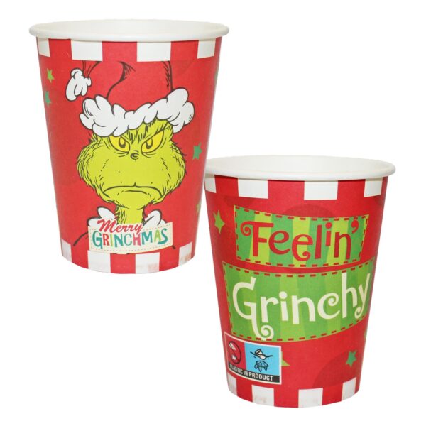 image491201302.jpg Christmas Grinch Paper Cups 8 Pack Disposable Party Tableware Red