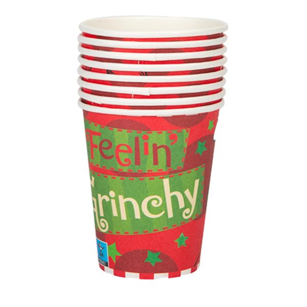 image491201304.jpg Christmas Grinch Paper Cups 8 Pack Disposable Party Tableware Red