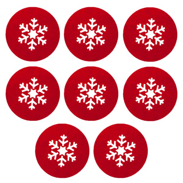 image491203790.jpg Christmas Coasters 8 Piece Felt Set Red with Snowflake Design