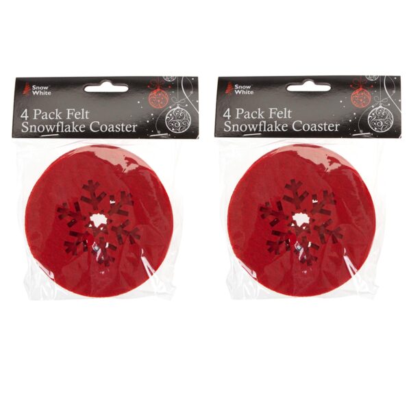 image491203792.jpg Christmas Coasters 8 Piece Felt Set Red with Snowflake Design