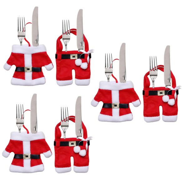 image491203806.jpg Christmas Cutlery Holders 6 Piece Red Felt Santa Suit Design