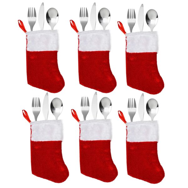 image491204028.jpg Christmas Cutlery Holders 6 Pack Red Felt Christmas Stocking Design