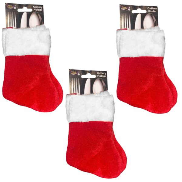 image491204030.jpg Christmas Cutlery Holders 6 Pack Red Felt Christmas Stocking Design