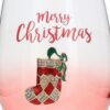 Christmas Tumbler Glass with Festive Diamante Attachment - Stocking