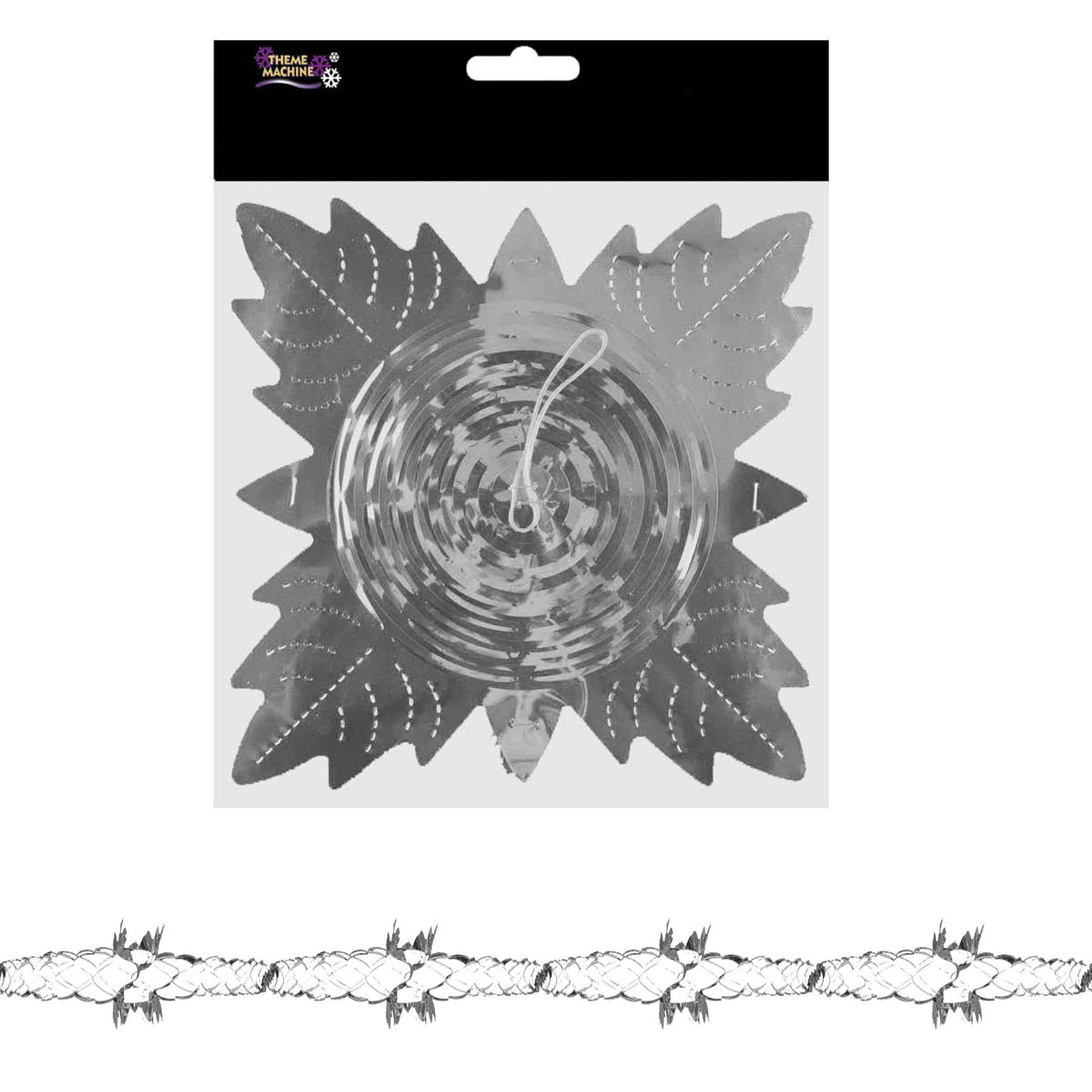 Christmas Foil Ceiling Decorations Silver - 20cm x 2.7m Garland