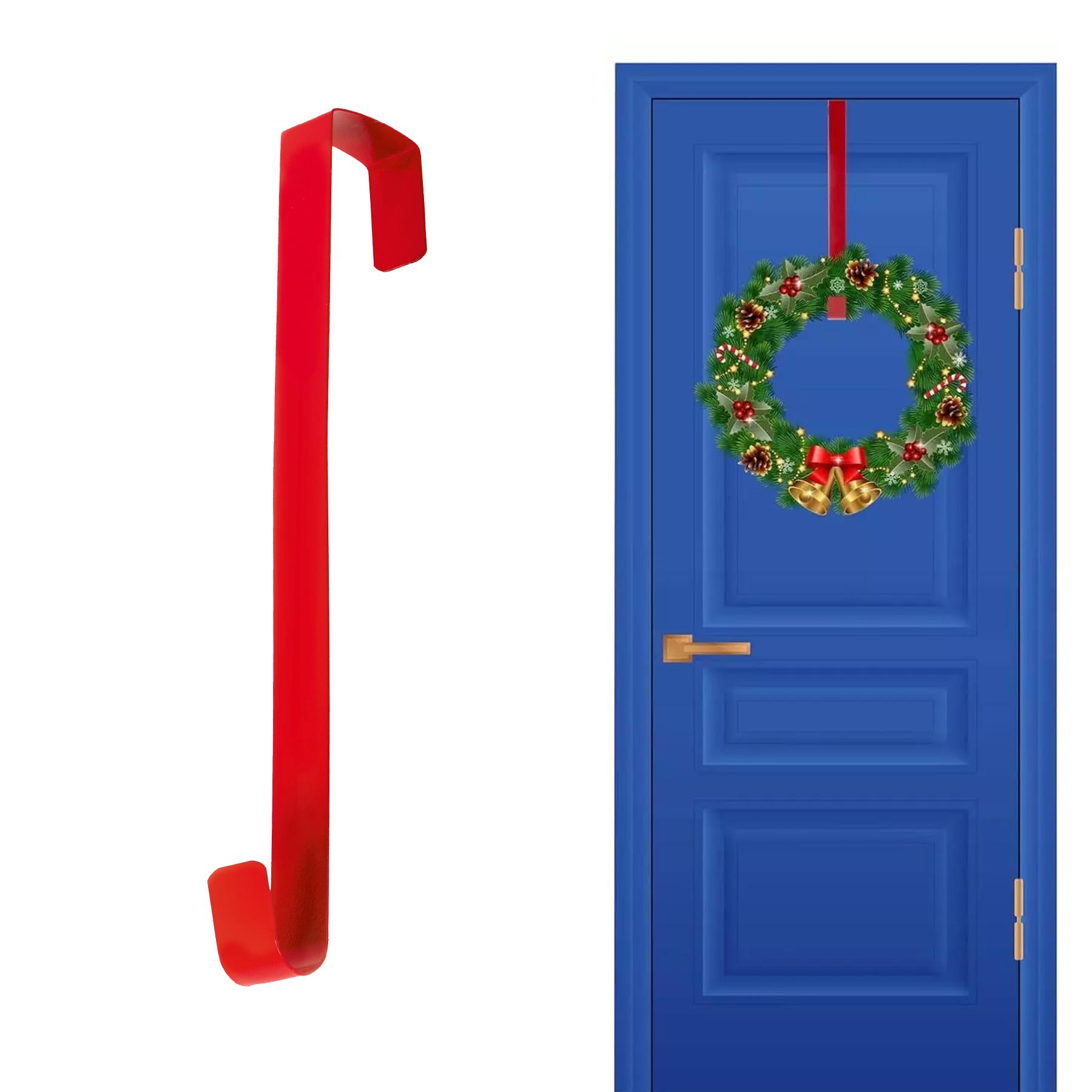Christmas Metal Wreath Hanger Over Door Hook 30cm - Red