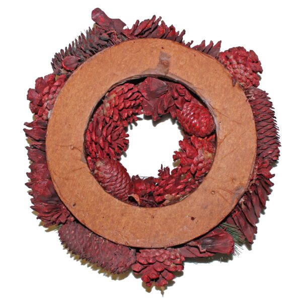 Christmas Artificial Wreath with Pine Cones 30cm Red with Cinnamon