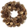 Christmas Artificial Wreath with Pine Cones 30cm Gold with Apples