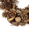 Christmas Artificial Wreath with Pine Cones 30cm Gold with Apples